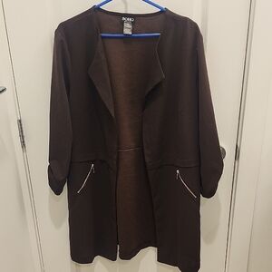 Soho Women's Mocha Chocolate Brown Blazer Trench Coat Size XL